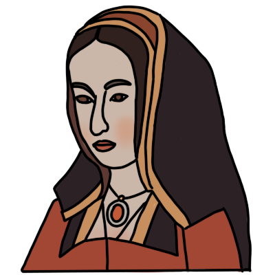 a simple bust portrait of Juana I of Castile, based on the painted portrait of her by the Master of Affligem.